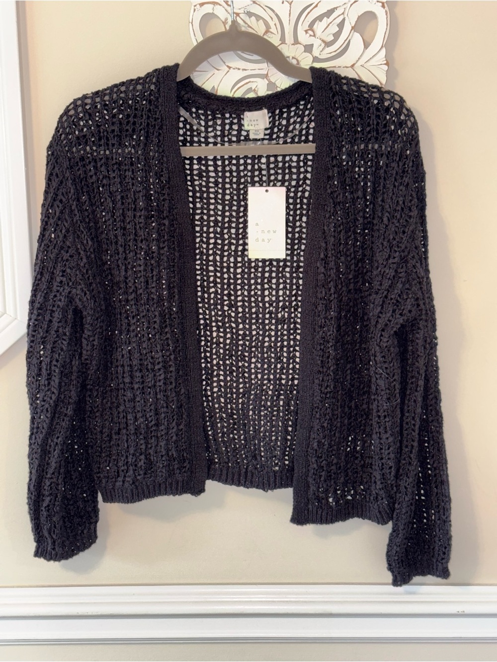 a new day Black Open-Weave Women's Cardigan